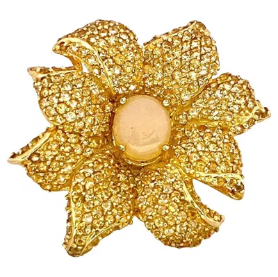 Pre-owned Bochic “orient” Natural Opal & Citrine Cocktail Ring Set In 18k Gold & Silver In Multi