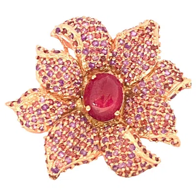 Pre-owned Bochic “orient” Natural Ruby & Rhodolite Cocktail Ring Set In 18k Gold&silver In Multi
