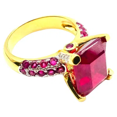 Pre-owned Bochic “orient” Vintage African Ruby & Diamond Ring Set 18k Yellow Gold &silver