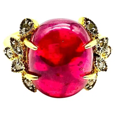 Pre-owned Bochic “orient” Vintage African Ruby & Diamond Ring Set In 18k Yellow Gold