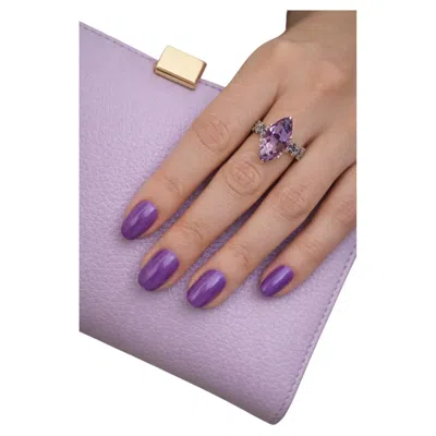 Pre-owned Bochic “orient” Vintage Amethyst & Lilac Tanzanite Ring Set 18k Gold & Silver In Purple