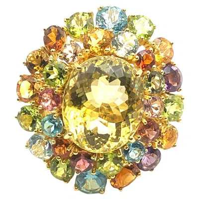 Pre-owned Bochic “orient” Vintage Amethyst, Lemon Quartz & Citrine Ring - 18k Gold & Silve In Purple