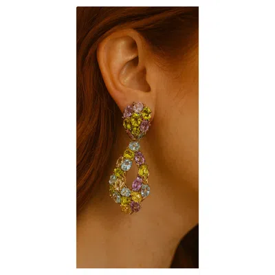 Pre-owned Bochic “orient” Vintage Amethyst, Peridot & Citrine Earrings Set 18k Gold&silv In Purple