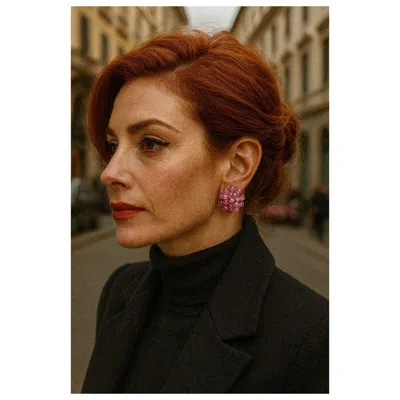 Pre-owned Bochic “orient” Vintage Bubble Ruby Earrings Set 18k Gold & Silver In Multi
