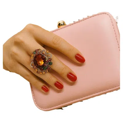 Pre-owned Bochic “orient” Vintage Diamond, Citrine & Sapphire Ring Set In 18k Gold & Silve In Blue