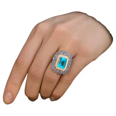 Pre-owned Bochic “orient” Vintage Diamond, Tanzanite & Blue Topaz Ring Set 18k Gold & Silv
