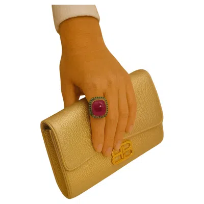 Pre-owned Bochic “orient” Vintage Emerald, Sapphire & Ruby & Ring Set In 18k Gold & Silve In Blue