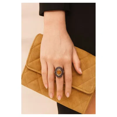 Pre-owned Bochic “orient” Vintage Fancy Yellow Sapphire Ring Set In 18k Gold & Silver