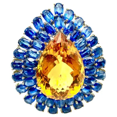 Pre-owned Bochic “orient” Vintage Kyanite And Citrine Ring Set In 18k White Gold & Silver