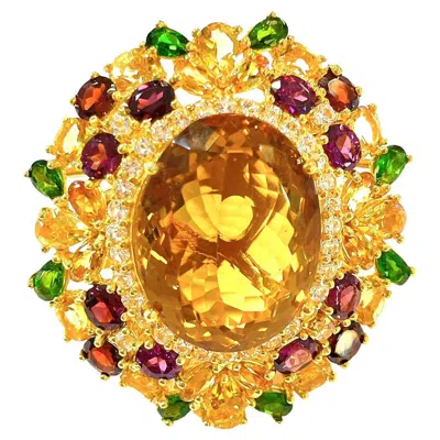 Pre-owned Bochic “orient” Vintage Lemon Citrine & Multi Gem Ring - 18k Gold & Silver