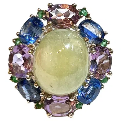 Pre-owned Bochic “orient” Vintage Lemon Sapphire & Multi Gem Ring 18k - Gold & Silver In Blue
