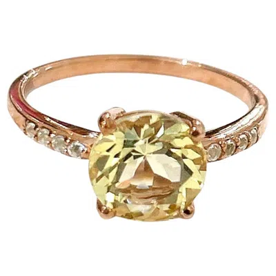 Pre-owned Bochic “orient” Vintage Lemon Topaz & Diamond Ring Set 18k Gold & Silver In Multi