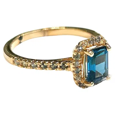 Pre-owned Bochic “orient” Vintage London Topaz & Diamond Ring Set In 18k Gold & Silver In Multi