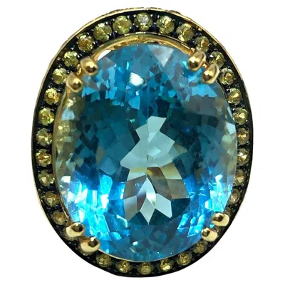 Pre-owned Bochic “orient” Vintage Multi Citrine & Blue Topaz Ring Set 18k & Silver