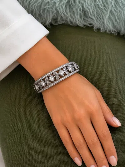 Pre-owned Bochic �orient� Vintage Multi Natural Diamond Bangle - 18k Gold & Silver In Multiple