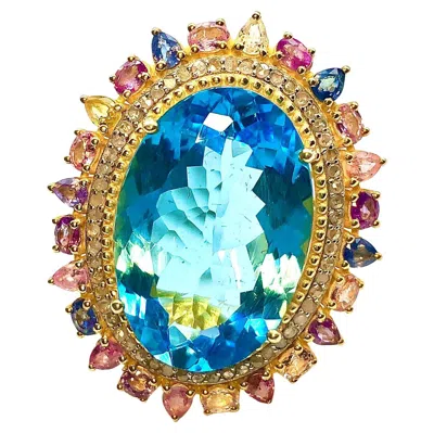 Pre-owned Bochic “orient” Vintage Multi Sapphire, Topaz & Diamond Ring Set 18k Gold & Silv