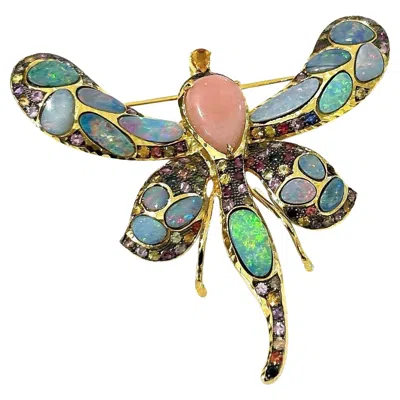 Pre-owned Bochic “orient” Vintage Multi Sapphires & Ruby Brooch Set In 18k Gold & Silver