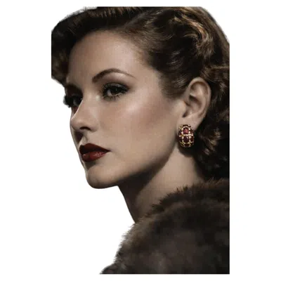 Pre-owned Bochic “orient” Vintage Natural Bubble Ruby Earrings 18k Gold & Silver In Multi