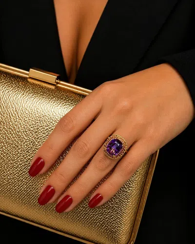 Pre-owned Bochic “orient” Vintage Natural Multi Sapphire Ring Set In 18k Gold & Silver In Blue