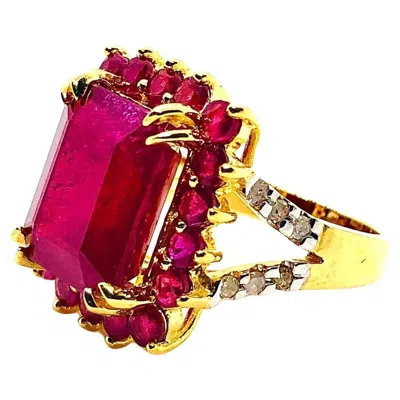 Pre-owned Bochic “orient” Vintage Natural Ruby & Amethyst Ring Set In 18k Gold & Silver In Purple