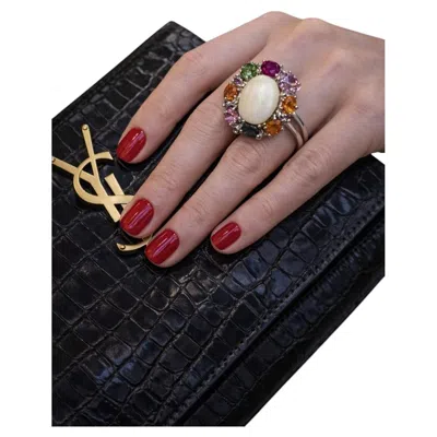 Pre-owned Bochic “orient” Vintage Opal , Ruby, Tourmaline & Sapphires Ring 18k & Silver In Multi