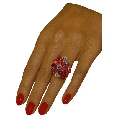 Pre-owned Bochic “orient” Vintage Orange Sapphire & Cognac Diamond Ring Set In 18k Gold &