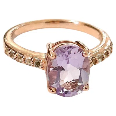Pre-owned Bochic “orient” Vintage Pink Topaz & Diamond Ring Set In 18k Gold & Silver