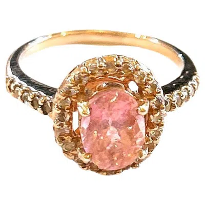 Pre-owned Bochic “orient” Vintage Pink Tourmaline & Topaz Vintage Cluster Ring 18k & Silve