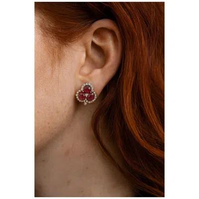 Pre-owned Bochic “orient” Vintage Retro Diamond & Ruby & Set In 18k Gold & Silver In Multi