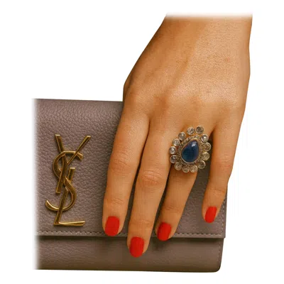 Pre-owned Bochic “orient” Vintage Rose Cut Diamond & Tanzanite Ring Set 18k Gold & Silver In Red