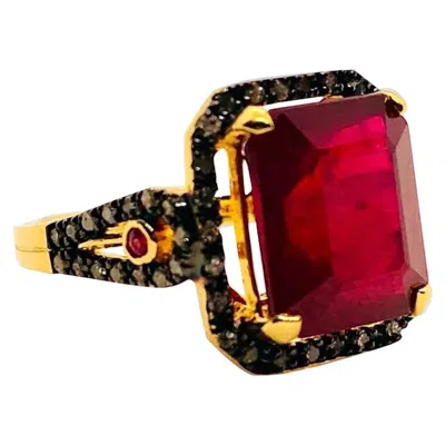 Pre-owned Bochic “orient” Vintage Ruby & Diamond Cocktail Ring 18k Gold & Silver In Multi
