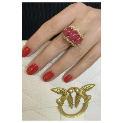 Pre-owned Bochic “orient” Vintage Ruby & Diamond Ring Set 18k Yellow Gold & Silver