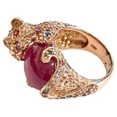 Pre-owned Bochic “orient” Vintage Ruby & Fancy Color Sapphires Ring - 18k Gold & Silver In Multi