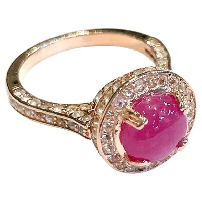 Pre-owned Bochic “orient” Vintage Ruby & Topaz Retro Solitaire Ring Set 18k Gold & Silver In Multi