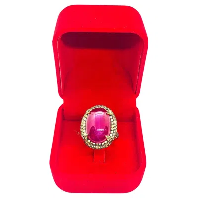 Pre-owned Bochic “orient” Vintage Ruby & Yellow Sapphire Ring Set In 18 K Gold & Silver