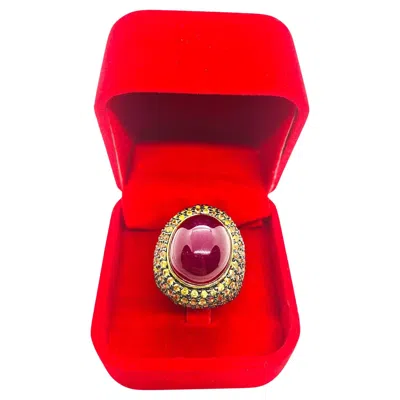 Pre-owned Bochic “orient” Vintage Ruby & Yellow Sapphire Ring Set In 18k Gold & Silver