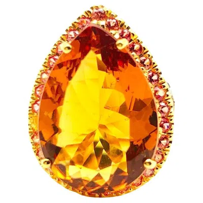 Pre-owned Bochic “orient” Vintage Sapphire & Orange Citrine Ring Set In 18k Gold & Silver