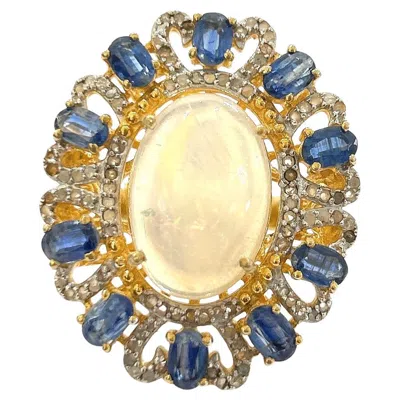 Pre-owned Bochic “orient” Vintage Sapphire, Diamonds & Multi Gem Ring Set 18k & Silver