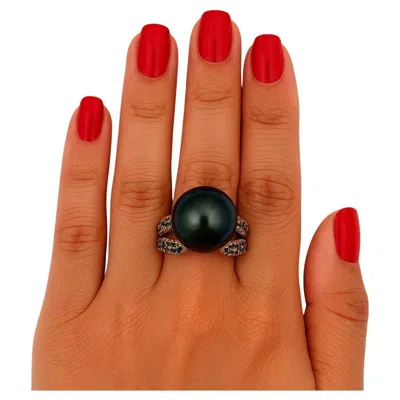 Pre-owned Bochic “orient” Vintage South Sea Pearl & Blue Sapphire Ring Set 18k Gold & Sil
