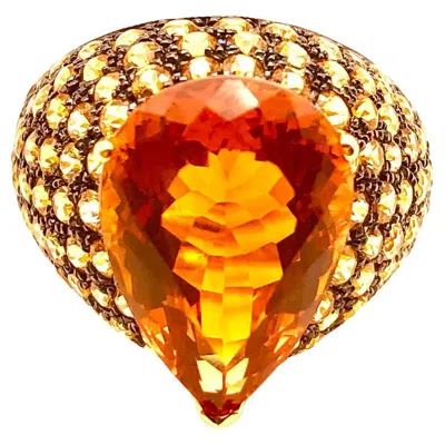 Pre-owned Bochic “orient” Vintage Yellow Sapphire & Citrine Ring Set In 18k Gold & Silver
