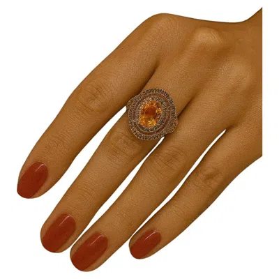 Pre-owned Bochic “orient” Vintage Yellow Sapphire & Cognac Diamond Ring Set In 18k Gold &