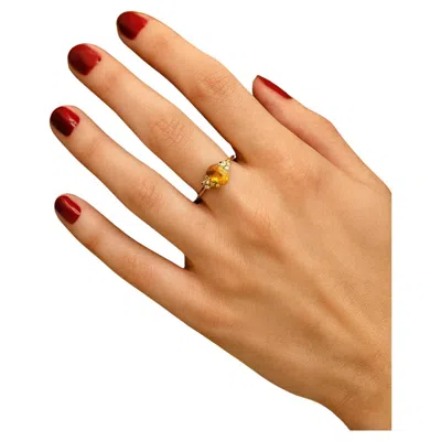 Pre-owned Bochic “orient” Vintage Yellow Sapphire & Cognac Diamond Ring Set In 18k Gold &