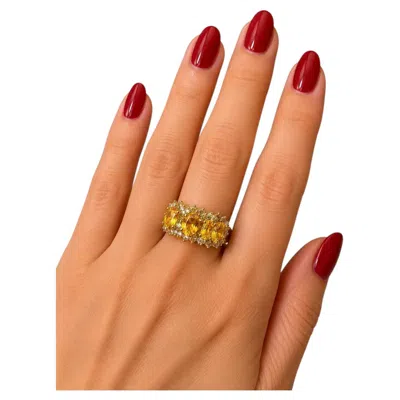 Pre-owned Bochic “orient” Vintage Yellow Sapphire & Diamond Ring Set In 18k Gold & Silver