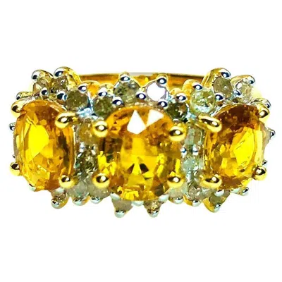 Pre-owned Bochic “orient” Vintage Yellow Sapphire & Diamond Ring Set In 18k Gold & Silver