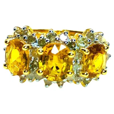 Pre-owned Bochic “orient” Vintage Yellow Sapphire & Diamond Ring Set In 18k Gold & Silver