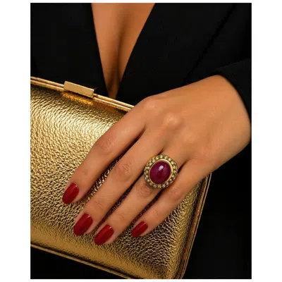 Pre-owned Bochic “orient” Vintage Yellow Sapphire & Ruby Retro Ring 18k Gold & Silver