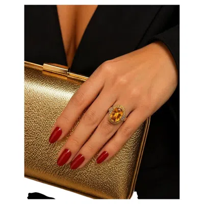 Pre-owned Bochic “orient” Vintage Yellow Sapphire, Citrine & Diamonds Set 18k Gold & Silve