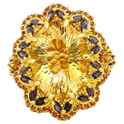 Pre-owned Bochic “orient” Vintage Yellow Sapphire, Citrine & Sapphire Set 18k Gold & Silve