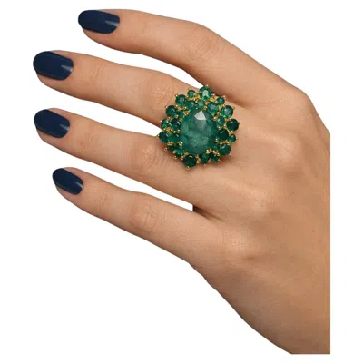 Pre-owned Bochic “orient” Vintage Zambian Emerald Ring Set In 18k Yellow Gold & Silver