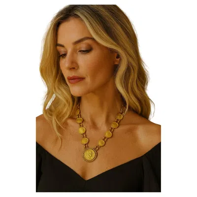 Pre-owned Bochic “roman” Vintage Roman Pure Gold Coin Necklace Set 18k Gold In Multi